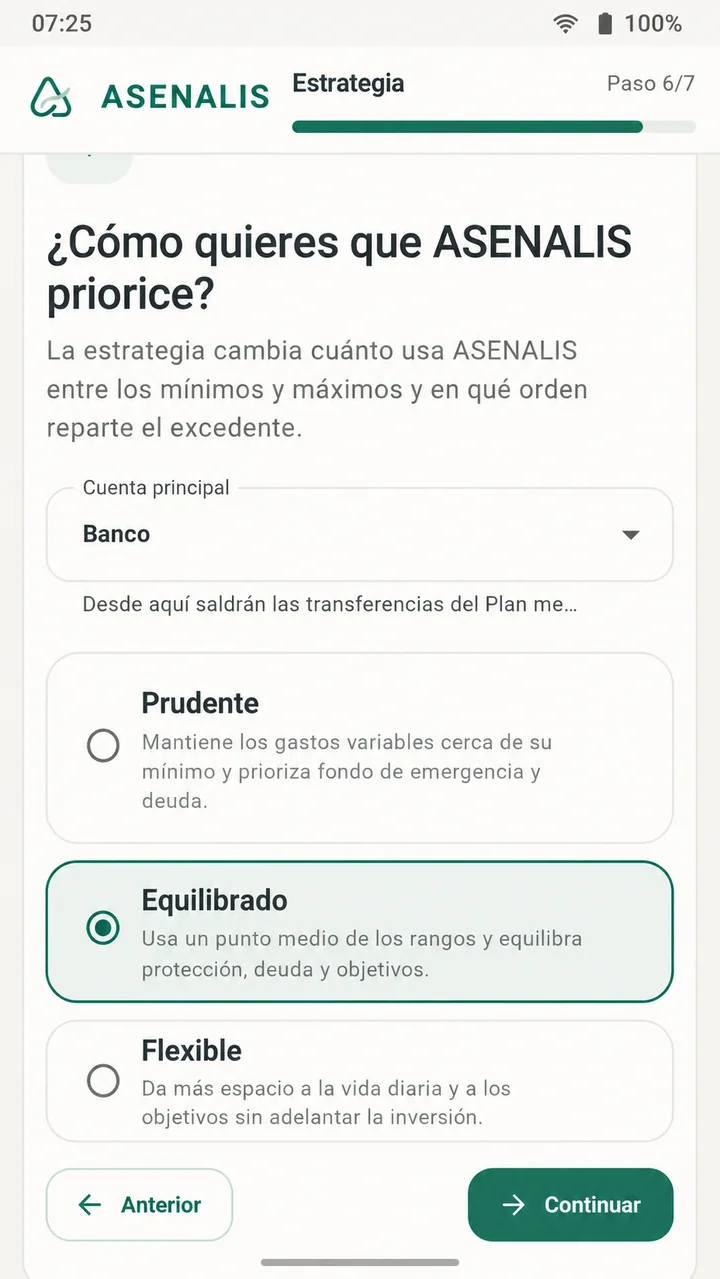 Selección de estrategia financiera en ASENALIS