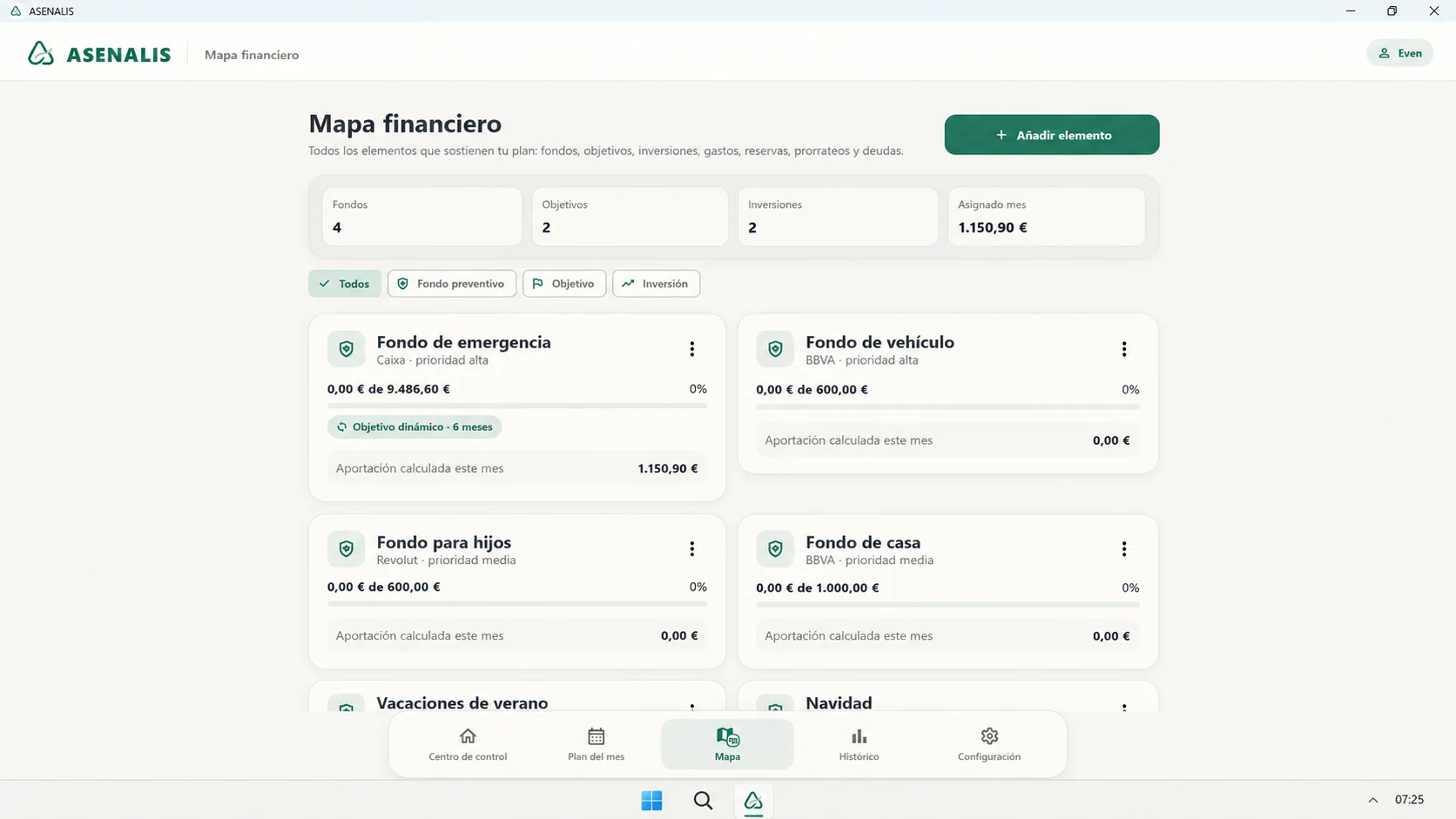 Mapa financiero de ASENALIS en Windows